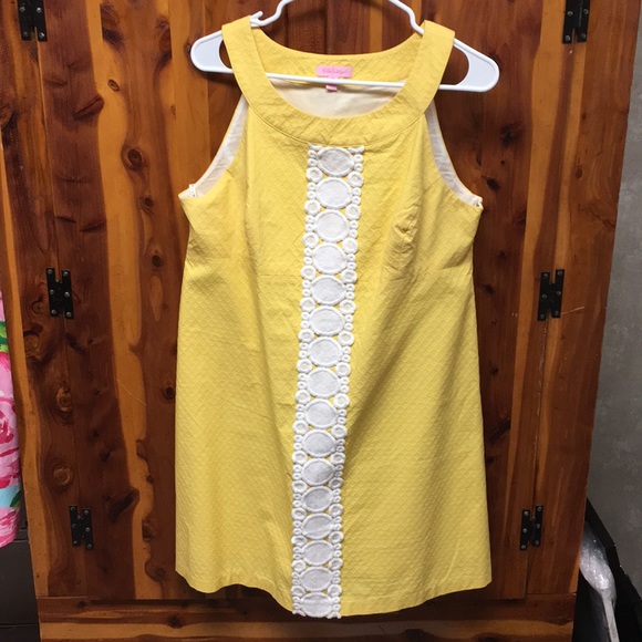 EEUC Lilly Pulitzer Yellow Shift Dress Size 14 - Picture 1 of 3